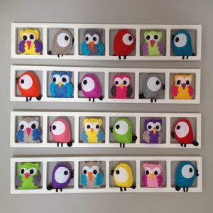 cadre mural deco chambre bebe hiboux oiseaux multicolores