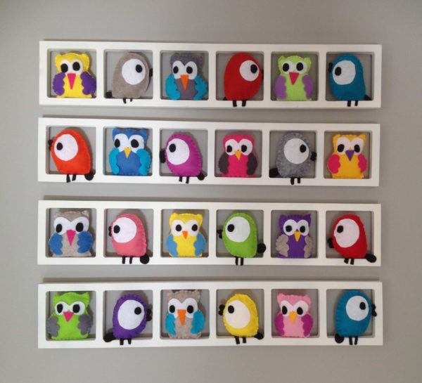 cadre mural deco chambre bebe hiboux oiseaux multicolores