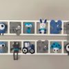 cadre decoratif mural chambre enfant theme ferme bleu et gris