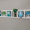 cadre mural décoratif personnalise chambre de bebe. Tons turquoise, gris, vert