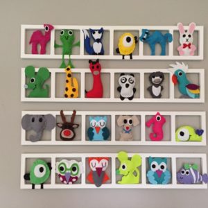 cadre decoratif mural pour chambre enfant animaux en feutrine multicolores