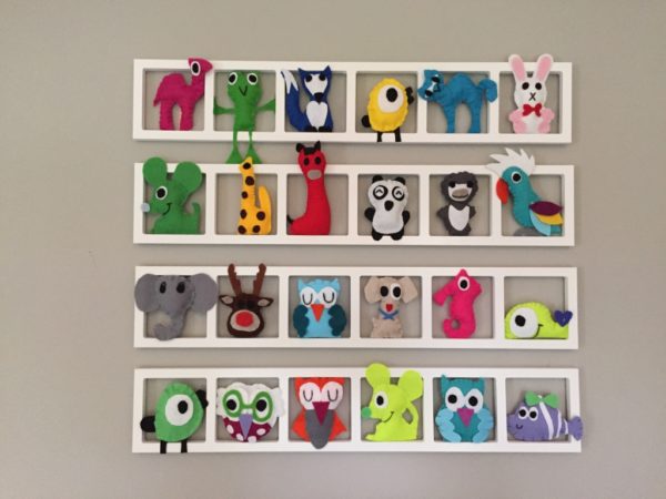 cadre decoratif mural pour chambre enfant animaux en feutrine multicolores